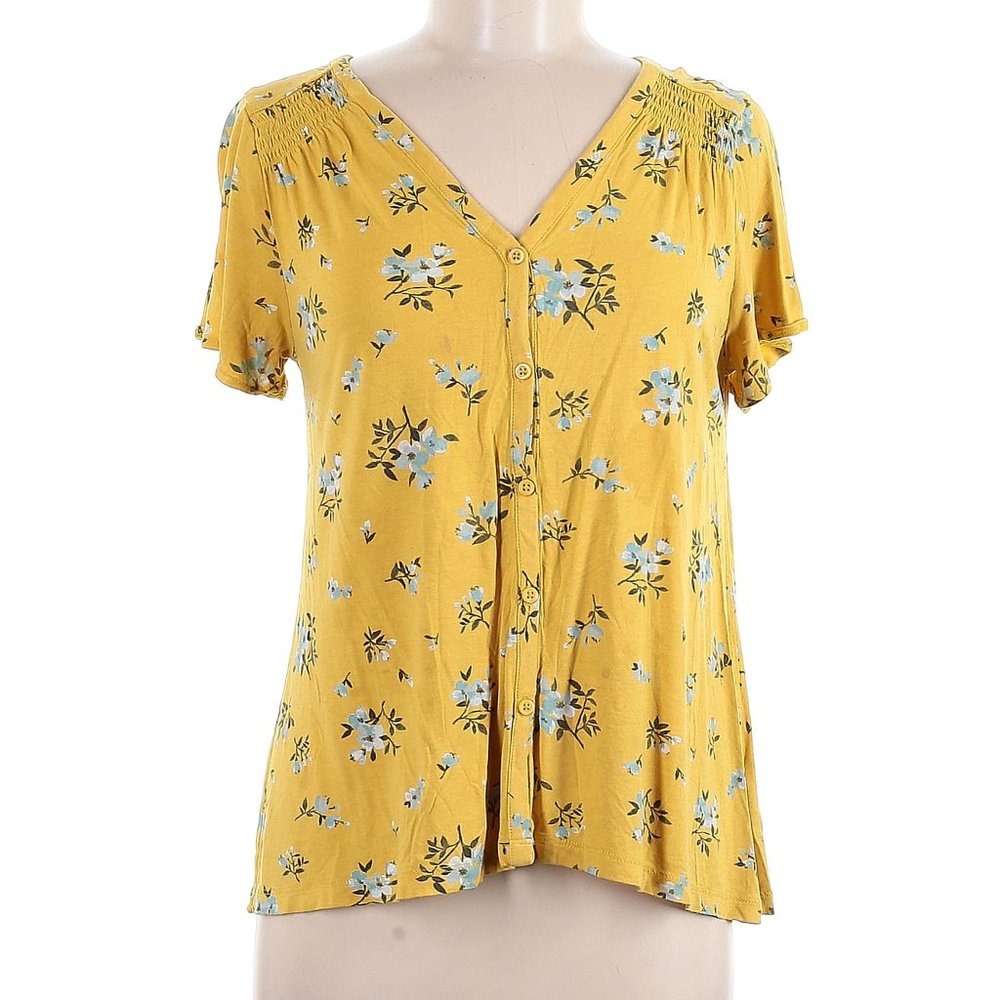 Old Navy Yellow Floral Button-Up Top – Size L